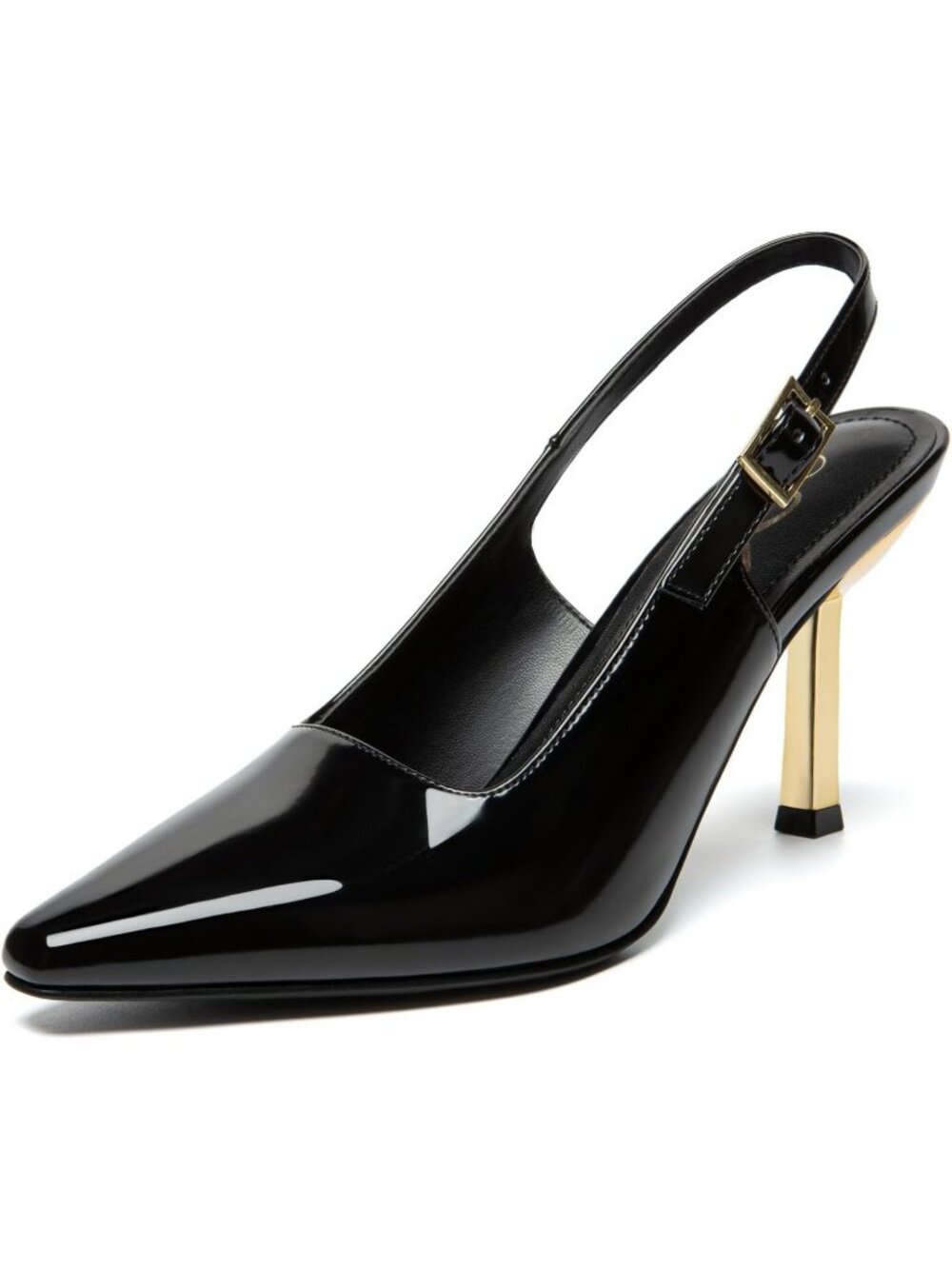 Women's Black High Heels Closed Square Toe Pumps Soft Latex Insole Dress Shoes